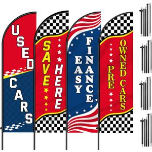 Leinuosen 4 Sets Used Cars Feather Flag Pole Kit 7 ft Windless Swooper Flag Banner Kit Lot Auto Finance Pre Owned Second Hand Cars Save Here Advertising Flags Car Dealership Supplies
