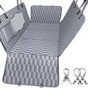 Back Seat Extender for Dogs-Supports 400lb,Waterproof Dog Car Seat Cover Hard Bottom-Detachable,600D Heavy Duty Scratch Proof Nonslip Soft,Dog Hammock for Car,SUVs-Grey (L Pickup Truck/Cars / Mid-Size SUV)
