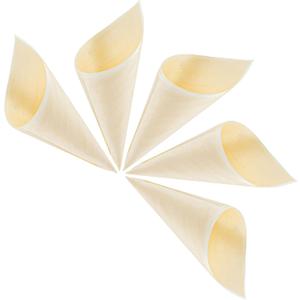 Framendino, 100 Pack Disposable Small Pine Wood Cones for Mini Snack Candy Appetizers 5" x 2"
