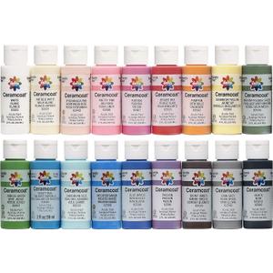 Delta Creative 18 Ceramcoat Acrylic Paint Set, 2 oz, Top Colors