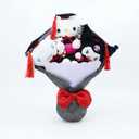 RELIGES Cute Graduation Plush Flower Bouquet - 3 Pcs Cartoon Stuffed Animal Gift for Her, Girls, Friends & Classmates, Ceremony Decoration, Party Favors