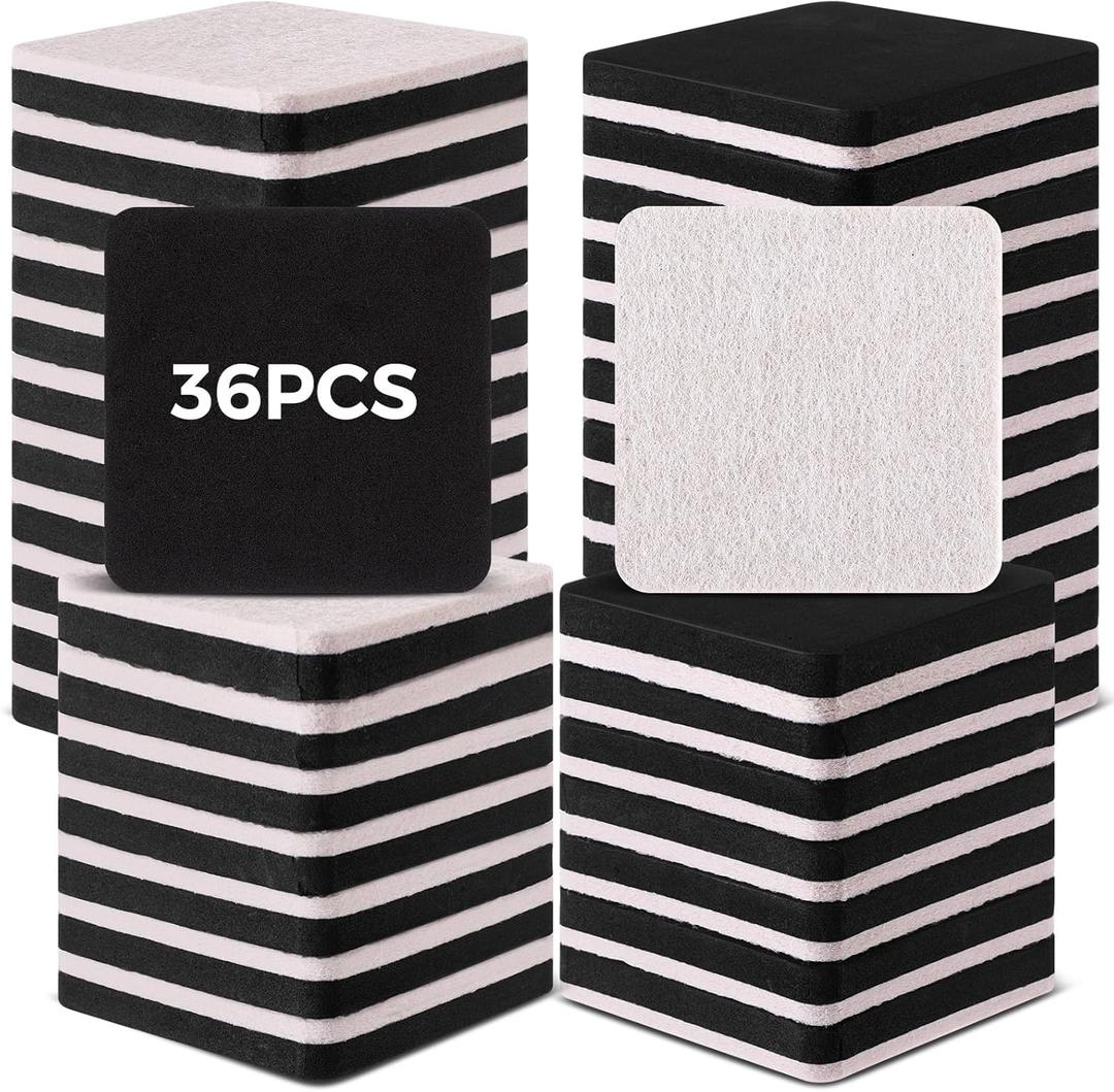 Geelin 36 Pcs Felt Furniture Sliders for Hardwood Floors 3 Inch Carpet Furniture Sliders Reusable Heavy Duty Movers Slider for Hard Surfaces Moving Pads Carpet Floor Protectors (Square)
