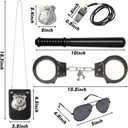 3 Otters 6PCS Police Toys, Pretend Role Play Toy Set with Police Accessories for Kids, Including Metal Toy Handcuffs Badge Baton Sunglasses Whistle
