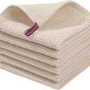 Homaxy 100% Cotton Waffle Weave Kitchen Dish Cloths, Ultra Soft Absorbent Quick Drying Dish Towels, 12 x 12 Inches, 6-Pack, Beige