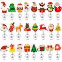 Honoson 20 Pcs Christmas Badge Reel Retractable Holiday Felt Name Badge Holder with Clip Santa Claus Snowman Penguin Elk Gingerbread Man Xmas Tree Holder ID Reels for Teacher Nurse Doctor(Classics)
