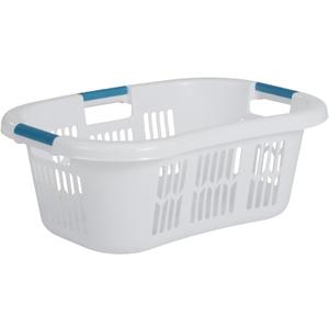Rubbermaid Large Hip-Hugger Laundry Basket/Hamper, 1.5-Bushel, White, Stackable Storage Bin/Organizer for Bathroom/Bedroom/Dorm/Home