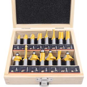 Router Bits Set of 15 Pieces 1/2 Inch Woodwork Tools for Beginners