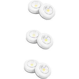 Hemoton 6pcs Led Touch Light Emergency Wall Lamp Battery Powered Night Light for Cabinet Closet Workshop Installation for Home Car and Shelving Use (Size 2x3pcs, Whitex3pcs)
