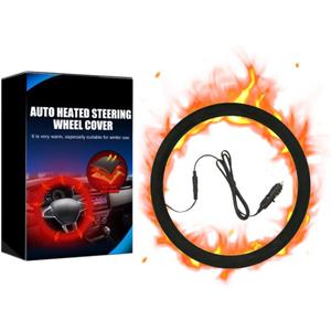 12V Heated Steering Wheel Cover Steering Wheel Warmer 14.5-15.5 Inch Steering Wheel Protector Cover for Winter Universal Fit Steering Wheel Outer for Cars Trucks Vans