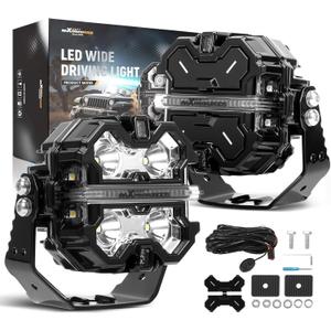maXpeedingrods 2 x 3.5 160W Offroad Lights, LED Light Bar 19200LM with White Amber DRL, 270Side Shooter Pod Lights, Fog Spot Light with Black Covers for Jeep Wrangler,Trucks UTV ATV Motorcycles