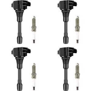 UF549 Set of 4 Ignition Coil Packs & Spark Plugs Compatible with Nissan Infiniti Altima Sentra Versa Rogue Cube QX60 NV200 Replace# 22448-ED000, 22448-JA00A, 22448-JA00C