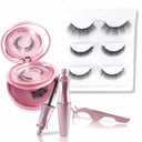 5 magnetic eyelash sets, including a mirror, eyeliner, and tweezers, reusable, easy to clean, no glue needed, easy to wear, natural look suitable for travel, work, and parties (Fashion style)