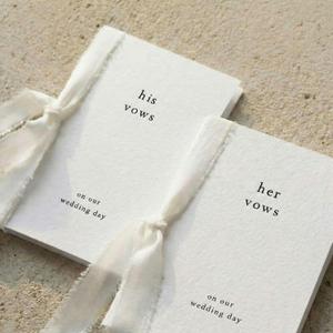 Engrowtic 2 Set Wedding Vow Books Her His Vows Elegant Wedding Books with Ribbons A6 Pocket Size Vow Journals for Bridal Shower, Engagement Keepsake(White)