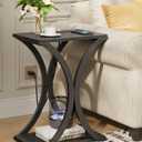 CHOEZON End Table with Charging Station, 2-Tier Modern Side Table, Nightstand with Storage Shelf, for Small Spaces, for Living Room, Bedroom, Black TBZ20UBB, 15.7"L x 11"W x 23.6"H