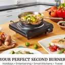Elite Gourmet Countertop Electric Burner, 1000W Cast Iron Hot Plate, 7 Heat Settings, Portable Cooktop for RV, Dorm, Office & Small Kitchens, Road-Ready & Compact
