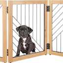 Pet Gate - 3-Panel Indoor Folding Dog Gate for Stairs or Doorways - 54x24-Inch Freestanding Pet Fence for Cats and Dogs by PETMAKER (Natural)