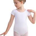 Dance Ballet Leotards Basic Short Sleeve for Girls Toddler Gymnastics Outfit Bodysuit (10-12 Years)