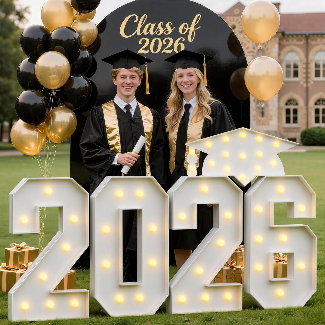 2026 Light Up Numbers for Graduation, 2026 Marquee Numbers 3 Feet Tall, Class of 2026 Decorations, Large 2026 Sign for Graduation Party for Preschool High School College, 4pcs