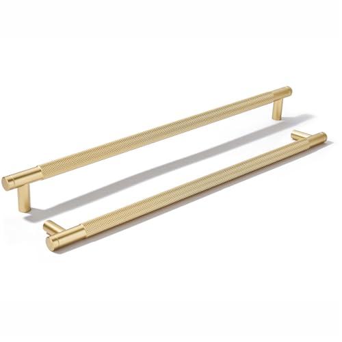 khtumeware 5 Pack 12 Inch(305mm) Aluminum Handles Knurled Gold Cabinet Pulls Drawer Pulls Kitchen Hardware Kitchen Handles for Cabinets Cupboard Handles