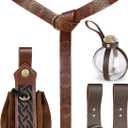 CICOCI Renaissance Accessories Belt Women Skirt Hikes Viking Steampunk Men Medieval Renaissance Costume Belt Bottle Coin Purse (Free, Brown Classical)