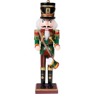Clever Creations Green Drummer 12 Inch Traditional Wooden Nutcracker, Festive Christmas Dcor for Shelves and Tables
