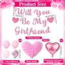 Valentines Day Proposals Decorations Set Include Will You Be My Girlfriend Banner 6 Pcs Heart Foil Balloons and 1000 Pcs Artificial Rose Petals 20 Love Balloon For Engagements(Pink)