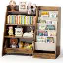 Kids Bookshelf and Toy Storage, 4 Tier Toddler Bookcase with Drawer, Medium