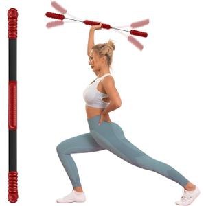 Fitness Exercise Bar,Elastic Fitness Bar,High Frequency Vibration Training Fat Buring Workout Bar for Yoga Pilates Sports,Power Twister for Arm,Abdominal Muscles Strength Exercises In Home Gym