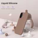 ORNARTO Compatible with iPhone 16 Case 6.1", Slim Liquid Silicone 3 Layers Full Covered Soft Gel Rubber Shockproof Phone Case, Protective Cover with Anti-Scratch Microfiber Lining-Light Brown