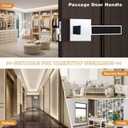 Probrico Heavy Duty Square Door Handle with Black Leather Hand Lever, Keyless Passage Interior Door Levers for Hallway or Closet, Polished Chrome, 5 Pack