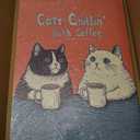 Funny Cat Drinking Coffee Wall Art, Cute Black and White Cats Kitchen Wall Decor, Quirky Animal Poster Canvas Paintings Prints Aesthetic Pictures for Dining Room Cafe Bar 16x24 inch Framed