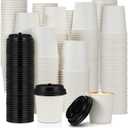 SiliFine 400 Pack 4 oz Disposable Espresso Cups with Lids Set Bulk Paper Coffee Shots Cups with Black Lids for Hot Chocolate, Tea, Cocoa Drinks and Cold Beverages for Travel Office
