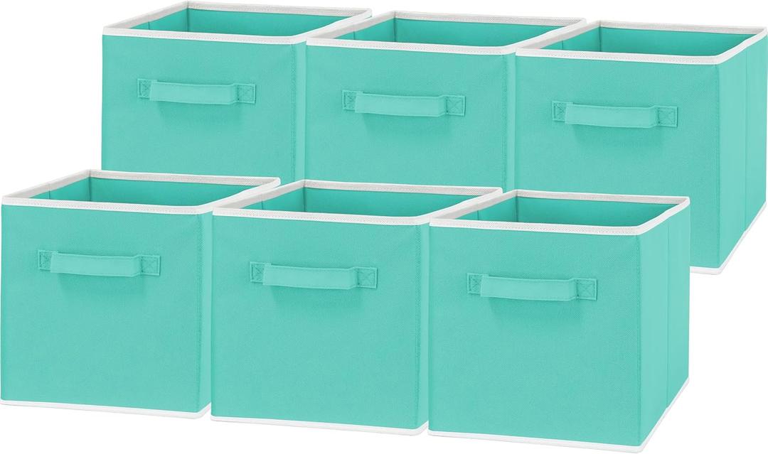 Simple Houseware Foldable Cube Storage Bin, Turquoise - 6 Pack