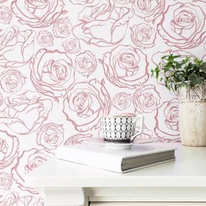 Safiyya 393''  17.3'' Pink and White Wallpaper Peel and Stick Modern Pink Floral Contact Paper Self Adhesive Wallpaper for Bedroom Bathroom Vinyl Roll
