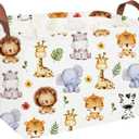 Rectangular Kids Storage Bins,Baby Baskets Organizer.Waterproof PE Coating Cute Basket with Handles.Woodland Nursery Decor,Toys Box,Books Basket, (Cute Animal)