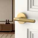 Asidrama 4 Pack Passage Champagne Bronze Door Handles, Door Lever with Door Knobs Indoor for Bedroom or Bathroom, Heavy Duty Door Handles Interior with Locks for Left Right Sided Doors
