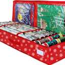 Delixike Christmas Wrapping Paper Storage Organizer, Gift Wrap Storage Bag with Pockets,600D Heavy Duty Underbed Gift Wrap Organizer Fits for Holiday Accessories Ornaments (Large)