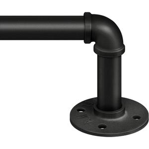 Zeerobee Curtain Rods for Windows 32 to 48, 1 Inch Industrial Wrap Around Black Curtain Rod, Indoor/Outdoor Room Divider Adjustable Drapery Pole, 32"-48"