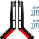 2 Pack Angled Mudflap Hangers Brackets Mud Flap Holder Mounting Kit 30" Length Spring Loaded with Reflective Tapes fit for 2-1/2" Bolt Spacing Semi Trucks, Black