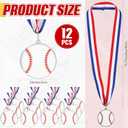12 Pcs Baseball Softball Soccer Volleyball Ball Shape Medals for Adult, 2 Inch Metal Award Medals for Games Sport Party Favors Competitions Celebration Gift