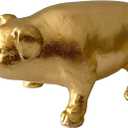 Golden Pig Statue, Animal Figurine Home Decor, Pig Sculpture for Home Office Desktop Bookshelf