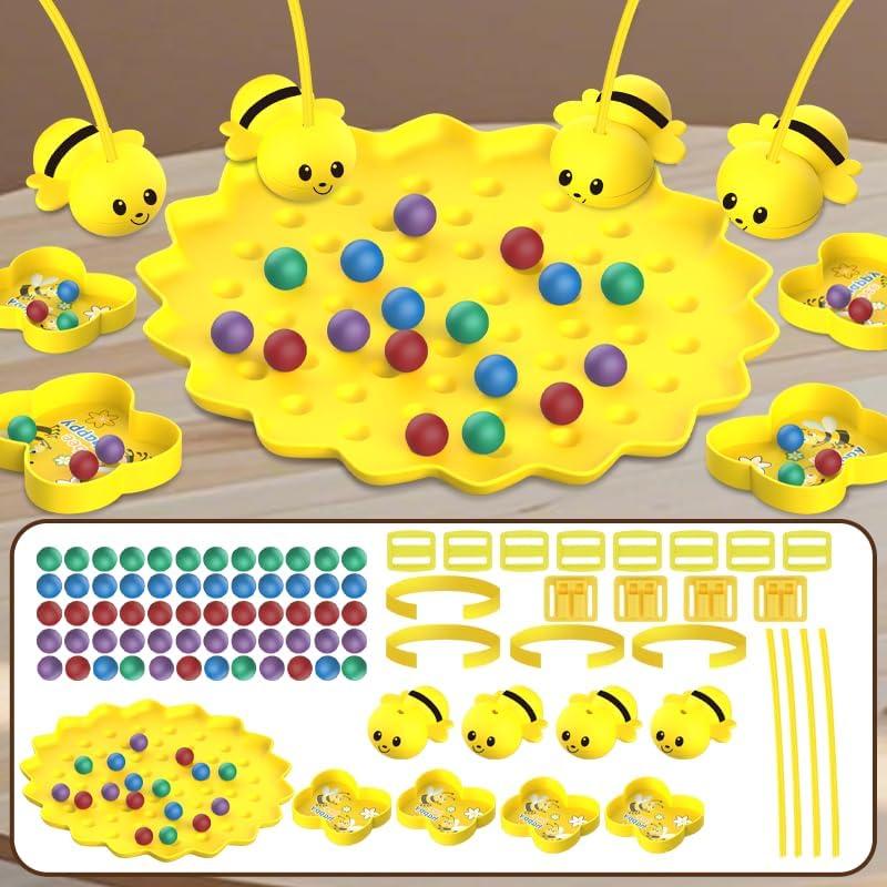Magnetic Bee Bean Picking & Tabletop Fishing GameAdjustable Headband, Educational Focus Toy Ages3+, Family Party Travel Games for Indoor/Outdoor