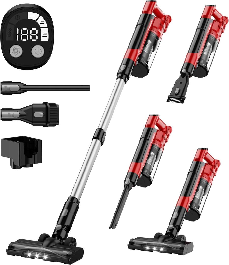 350W Cordless Vacuum Cleaner for Milwaukee M18 Battery, 35kPa Brushless Lightweight Stick Vacuum with 3 Mode Suction, 6 in 1 Stick Vacuum Cleaner with HEPA for Floor, Carpet, Car, Battery Not Included
