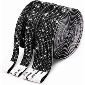 3 Rolls 6.6 Yards Self-Adhesive Crystal Rhinestone Diamond Ribbon, DIY Rhinestone Stickers Strips with 2 mm Rhinestones for Arts Crafts,Car Computer Makeup Mirror Decoration(Dark Black)