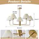 KCO Lighting 5-Lights White Pleated Fabric Pendant Light Mid Century Modern Brushed Gold Sputnik Chandelier Traditional Dining Living Room Chandelier Above Dining Table