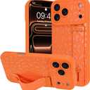 OOK Compatible with iPhone 17 Pro Leopard Case with Wrist Strap, Orange Leopard TPU Shockproof Protection Slim Cover with Camera Protection for Women Girls, for 6.3inch