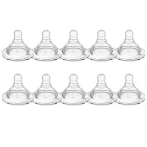 Silicone Replacement Nipple, Fast Flow Nipples for Wide Neck Bottles, 6+ Months, 10 Count
