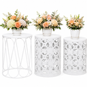 HFHOME Set of 3 Metal Outdoor Side Table, Nesting Round Coffee Table for Indoor Outdoor, Heavy Duty End Tables Plant Stand Living Room Garden Stool - white