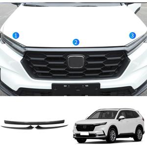 Car Accessories Exterior Front Bumper Engine Lid Grill Grille cover Trim Compatible with Honda CR-V CRV 2023 2024 2025 2026 (Carbon Fiber Style) 3PCS ABS