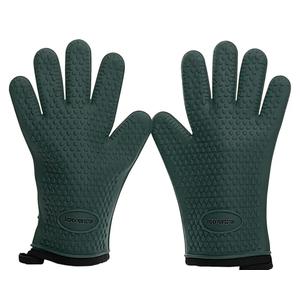 Kitchen perfection Silicone Smoker Oven Gloves -Extreme Heat Resistant BBQ Gloves -Handle Hot Food Right on Your Grill Fryer Pit|Waterproof Oven Mitts( Dark Green)